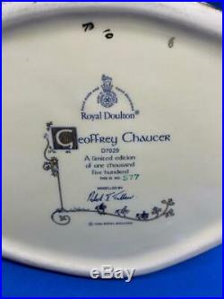 Royal Doulton Large Character Jug! Geoffrey Chaucer! D7029! Mint! Rare