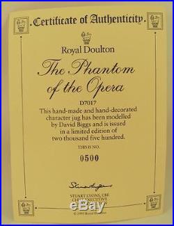 Royal Doulton Large Character Jug Phantom of the Opera Ltd Ed. #500 / 2500 & COA