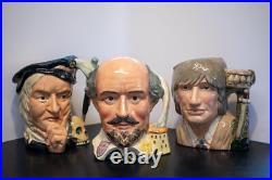 Royal Doulton Large Toby Jug/Mugs-The Shakespearean Collection 3 mugs