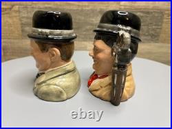 Royal Doulton Laurel & Hardy Small Character Toby Jugs Limited Edition /3500
