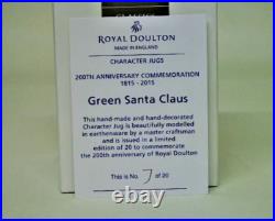 Royal Doulton Miniature Green Colourway Character Jug Santa Claus Ltd. Ed. Of 20