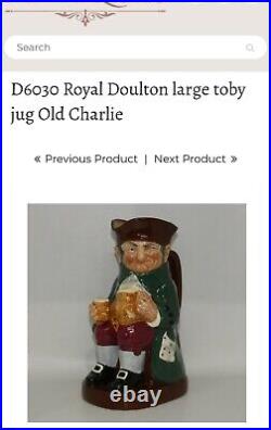 Royal Doulton OLD CHARLIE Character Toby Jug Mug Pitcher 5.5 Tall
