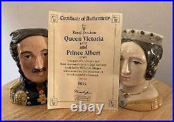 Royal Doulton Queen Victoria & Prince Albert Toby Jugs Pair COA D7073