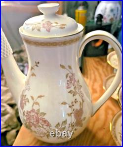 Royal Doulton Romance Lisette Coffee Set 6 Cups Saucers, Pot & Jug VGC