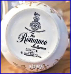 Royal Doulton Romance Lisette Coffee Set 6 Cups Saucers, Pot & Jug VGC
