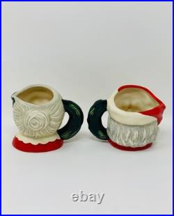 Royal Doulton SANTA #D6900 & MRS. CLAUS #D6922 Wreath Handle Mini Toby Jugs 3