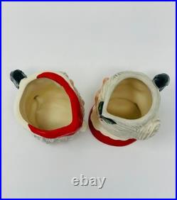 Royal Doulton SANTA #D6900 & MRS. CLAUS #D6922 Wreath Handle Mini Toby Jugs 3
