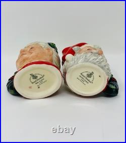 Royal Doulton SANTA #D6900 & MRS. CLAUS #D6922 Wreath Handle Mini Toby Jugs 3