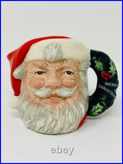 Royal Doulton SANTA #D6900 & MRS. CLAUS #D6922 Wreath Handle Mini Toby Jugs 3