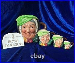 Royal Doulton Sairey Gamp Jugs, Large, Small, Mini, Tiny, Complete set