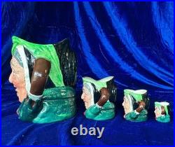 Royal Doulton Sairey Gamp Jugs, Large, Small, Mini, Tiny, Complete set