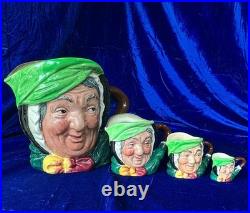 Royal Doulton Sairey Gamp Jugs, Large, Small, Mini, Tiny, Complete set