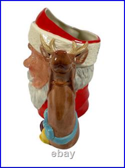Royal Doulton Santa Claus Reindeer Handle Toby Jug Mug Large D6675 Mint 1982