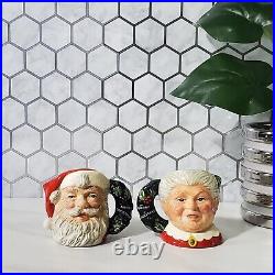 Royal Doulton Santa and Mrs Claus Mini Toby Jugs Limited Edition Wreath Handle