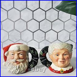 Royal Doulton Santa and Mrs Claus Mini Toby Jugs Limited Edition Wreath Handle