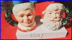 Royal Doulton Santa and Mrs Claus Mini Toby Jugs Limited Edition Wreath Handle