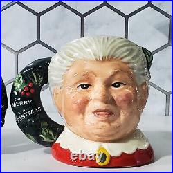 Royal Doulton Santa and Mrs Claus Mini Toby Jugs Limited Edition Wreath Handle