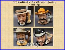 Royal Doulton Set of 4 Jugs THE WILD WEST. D6736, 6731, 6735, 6711. Mint