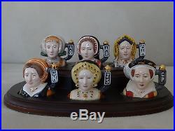 Royal Doulton Six Wives Of Henry VIII Limited Edition Tiny Toby Jugs + stand