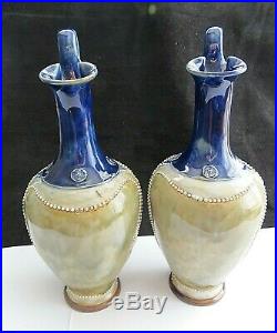 Royal Doulton Tall Pair Of Art Nouveau Stoneware Ewer Jugs By Maud Bowden 1903