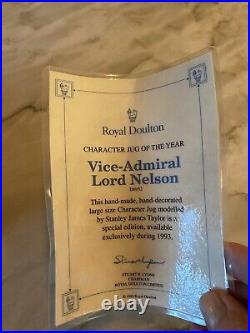 Royal Doulton Toby Jug Mug Vice Admiral Lord Nelson #D6932 COA Large 1993