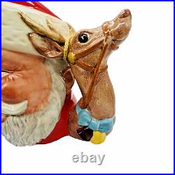 Royal Doulton Toby Jug SANTA CLAUS D6675 Large Reindeer Handle 1982 Christmas
