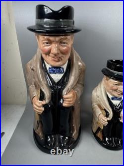 Royal Doulton Winston Churchill Toby Jug Set of 3 England No Chips