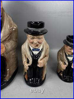 Royal Doulton Winston Churchill Toby Jug Set of 3 England No Chips