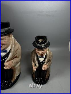 Royal Doulton Winston Churchill Toby Jug Set of 3 England No Chips