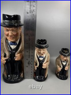 Royal Doulton Winston Churchill Toby Jug Set of 3 England No Chips