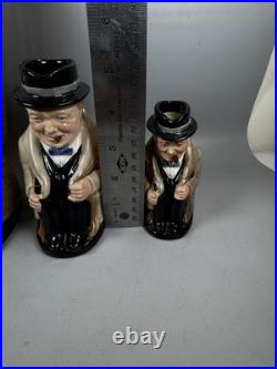Royal Doulton Winston Churchill Toby Jug Set of 3 England No Chips