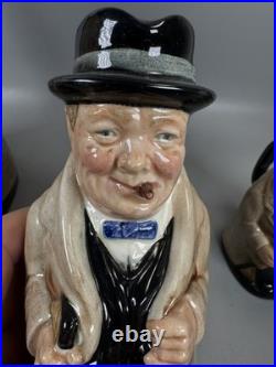 Royal Doulton Winston Churchill Toby Jug Set of 3 England No Chips
