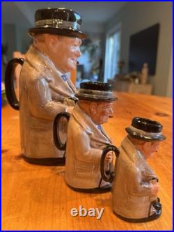 Royal Doulton Winston Churchill Tony Jugs Set Of 3 Sizes Mint get deal