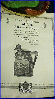 Royal Doulton jug MASTER OF FOXHOUNDS ltd edt of 500 worldwide circa 1930 + CERT