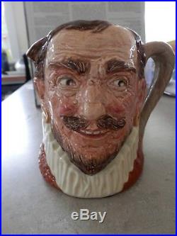Royal Doulton large character jug, Sir Francis Drake D6115 hatless, 1940-1