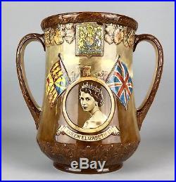 Royal Doulton -queen Elizabeth II Coronation, 1953- Erii Loving Cup Jug Vase