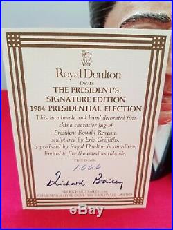 Royal doulton character jug Ronald Reagan with box and certificate