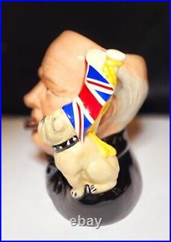 SIGNED. Royal Doulton D6907 Winston Churchill+Bulldog Character Jug Of The Year