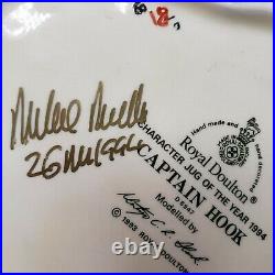 SIGNED Royal Doulton Porcelain Captain Hook 1994 Toby Jug Mug D 6947 with Croc