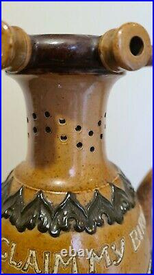 STUNNING Rare Antique Royal Doulton Motto Stoneware Puzzle Jug Vase Pottery 9015