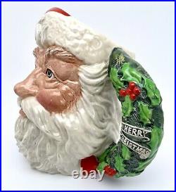 Santa Holly Wreath Handle Royal Doulton Toby Jug 7.5 Character Mug. Uncommon
