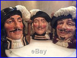Set of 3 Musketeers with d'Artagnan Royal Doulton character jugs