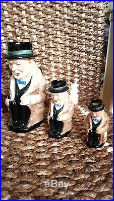 Set of Three Royal Doulton Sir Winston Churchill Toby Jugs