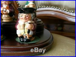 Set of Tiny Toby Royal Doulton Jugs Wooden Stand Toby XX Old Charley Ltd Edition