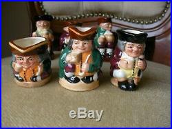 Set of Tiny Toby Royal Doulton Jugs Wooden Stand Toby XX Old Charley Ltd Edition