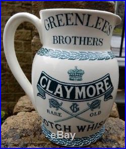 Superb Greenlees Claymore Scotch whisky Royal Doulton advertising water jug
