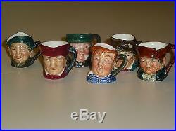 TINY TOBIES ROYAL DOULTON 12 Vintage Character Jugs mugs, 1 3/4 inches 1940-60