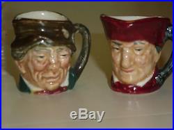 TINY TOBIES ROYAL DOULTON 12 Vintage Character Jugs mugs, 1 3/4 inches 1940-60