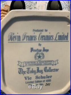TWO Kevin Francis The Vic Schuler Limited Ed. Toby Jugs Large YELLOW AND BLUE