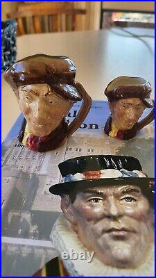 Two Rare Royal Doulton Brown Pearly Boy Character Jugs Small And Miniature 1947